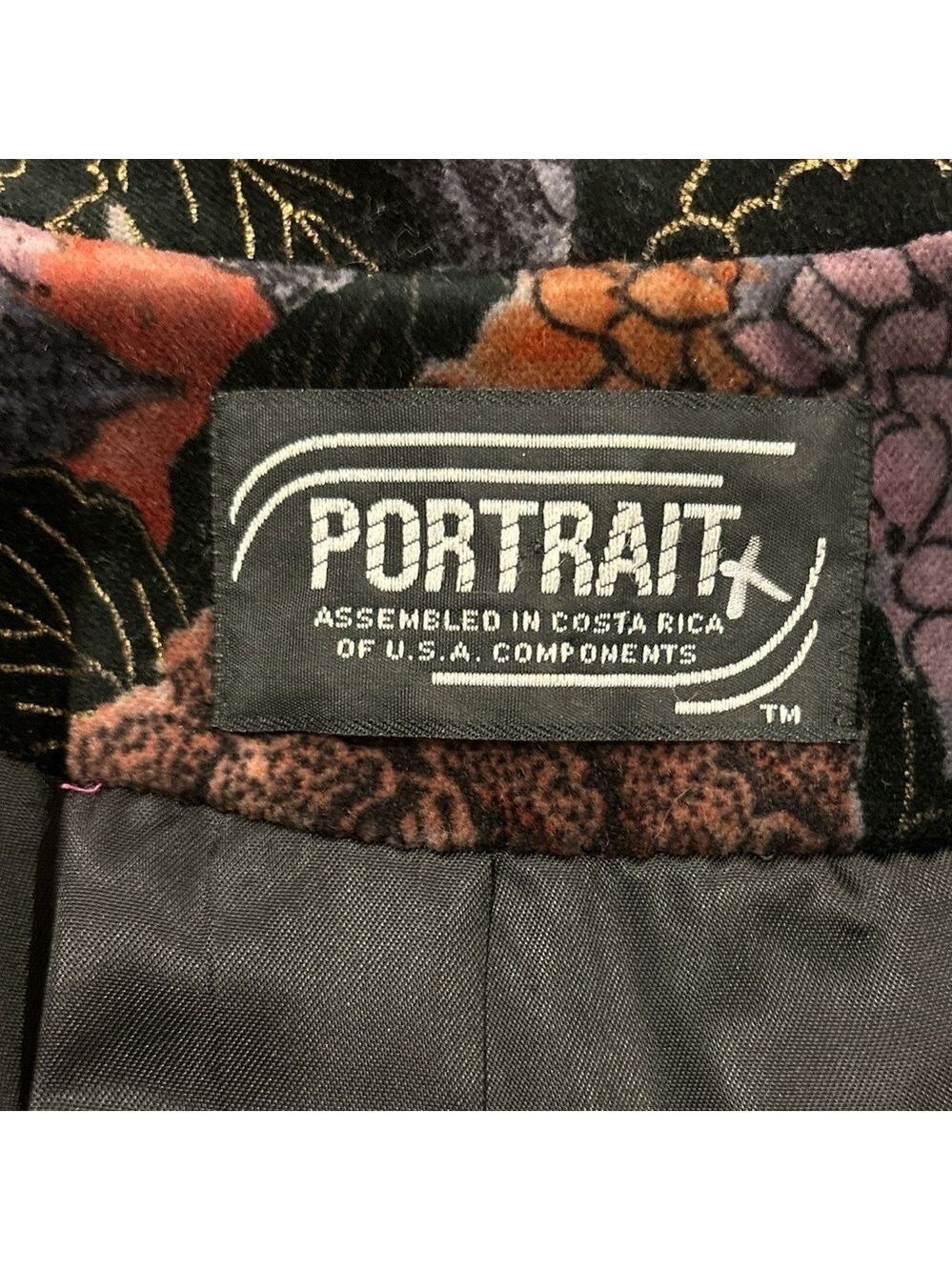 80s FLORAL OVERSIZED SWING COAT WATER REPELLENT COTTON VELVET DARK ROMANCE M - Picture 10 of 11